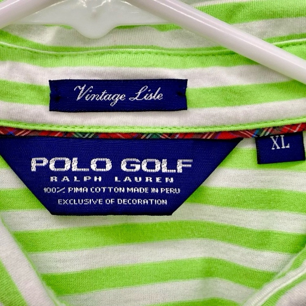 Polo Golf Ralph Lauren Men’s Vintage Lisle SS Green Striped Polo Shirt Size XL